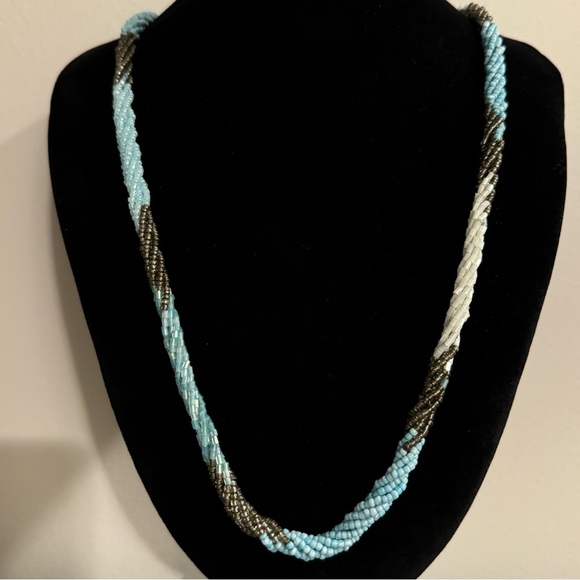 Long Multistrand Beaded Necklace (Sea Foam, Teal, Aquamarine, Turquoise Beads) - Picture 15 of 17